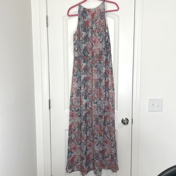 H&M Pink/Purple Floral Sleeveless Layered Chiffon Maxi Dress Size 12 - Picture 1 of 7